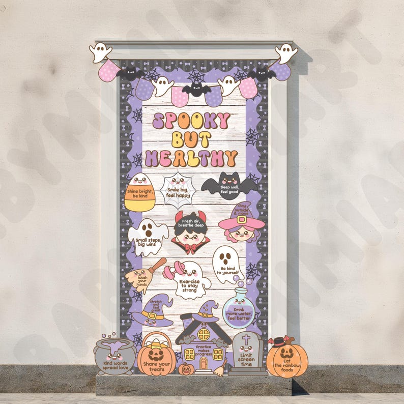 Halloween Healthy Habits Bulletin Board, Pastel Ghost October Classroom ...