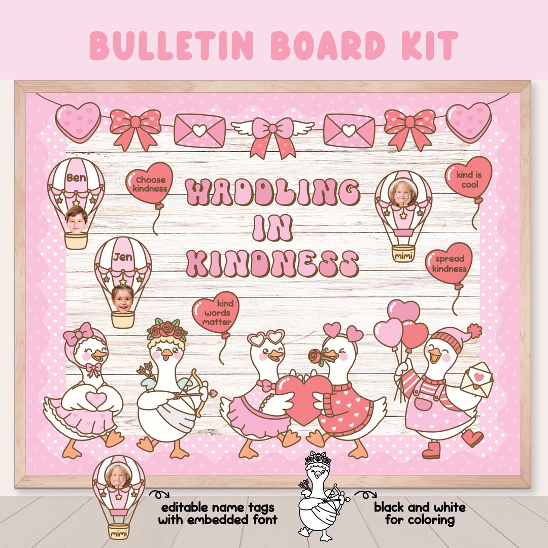 Groovy Silly Goose Valentines Day Kindness Bulletin Board Kit: February ...