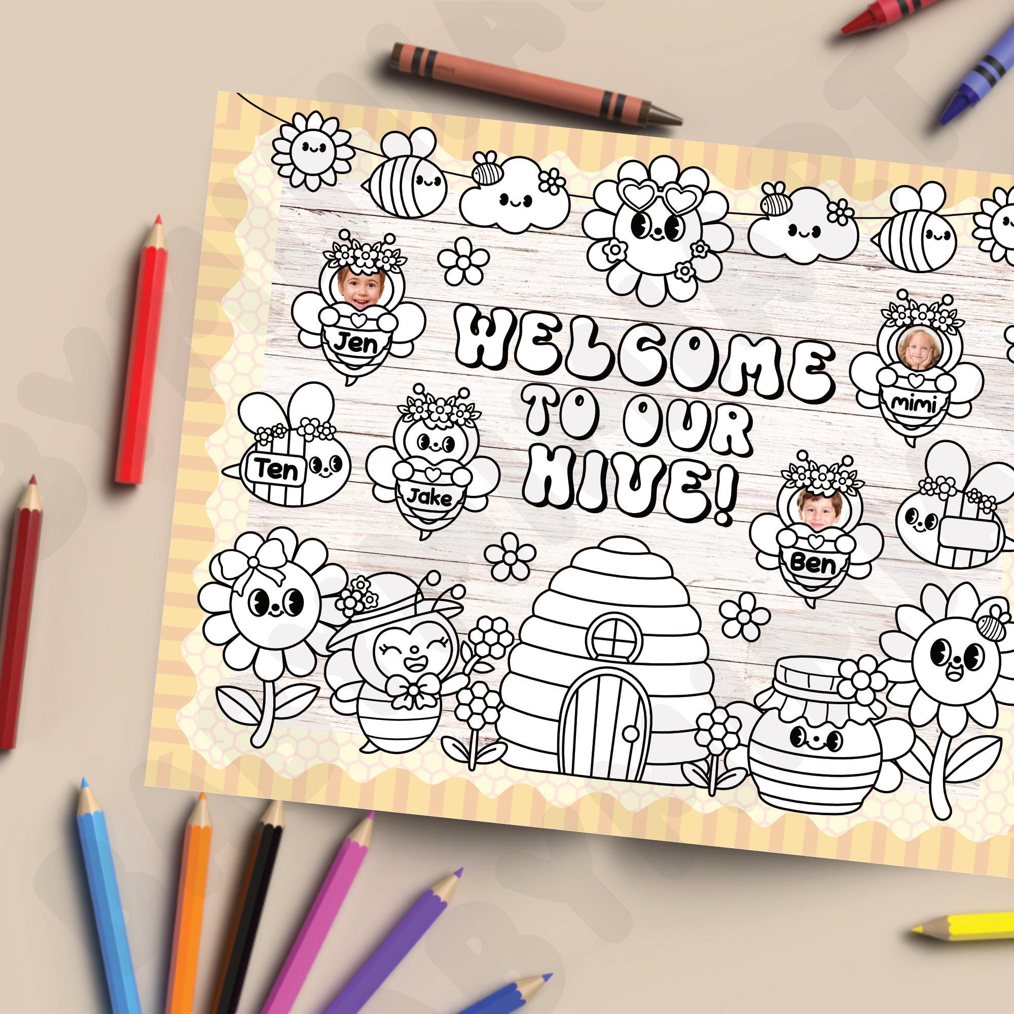 Groovy Retro Spring Bee Bulletin Board, Welcome to Our Hive, April Back ...