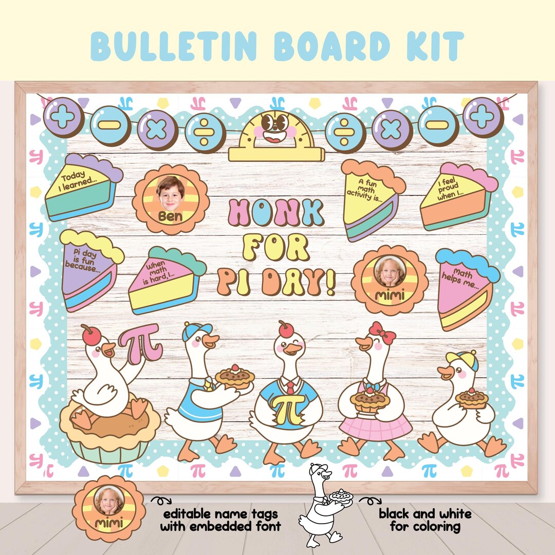 Silly Goose Pi Day Math Bulletin Board Kit: March Door Decor (editable ...