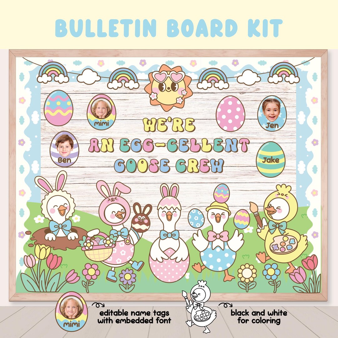 Groovy Silly Goose Easter Bulletin Board Kit: March April Door Decor ...