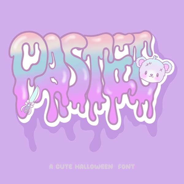 Pastel Goth Font, Creepy Cute Font, Halloween Dripping Font, Slime Font, otf, ttf