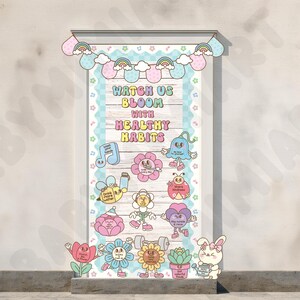 Groovy Retro Spring Flowers Healthy Habits Bulletin Board, March Door ...