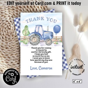 Blue Tractor Birthday Invitation Boy / Farm Birthday Invite / Barnyard ...