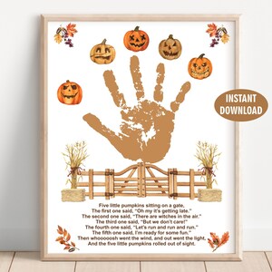 Cinque piccole zucche / Impronta di mano autunnale / Impronta del piede / Artigianato artistico fai da te / Attività per bambini piccoli Artigianato autunnale Ricordo F3 240