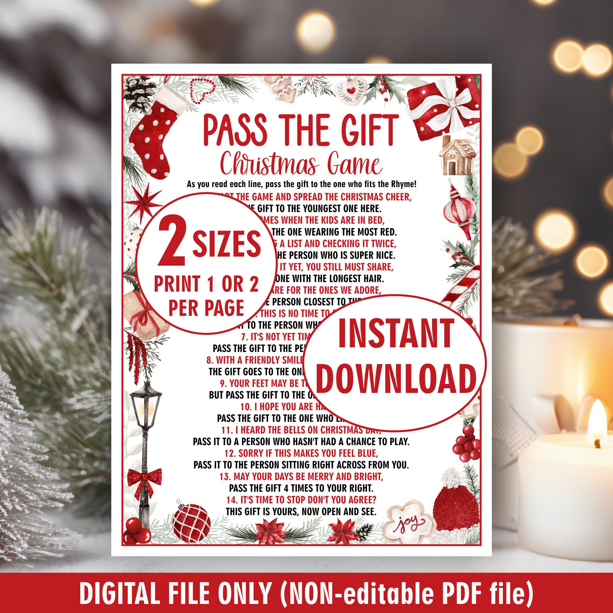 Christmas Pass The Gift Game | Pass the Prize Christmas Games Holiday Party Game Adults Kid Group Office Fun Group Activity Families PG1 234