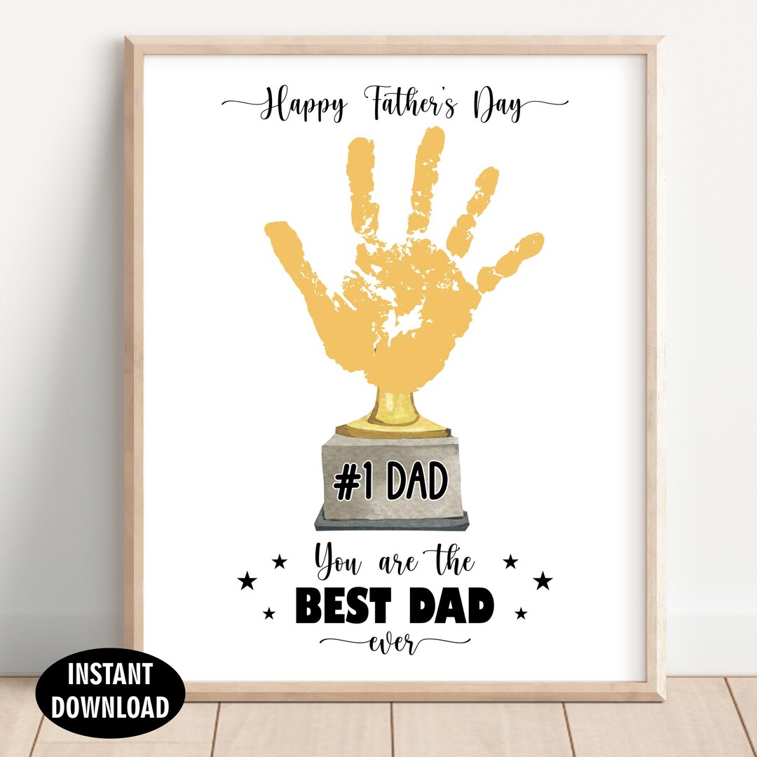Trophy Father's Day Handprint Art / Best Dad / #1 Dad /kids Craft ...