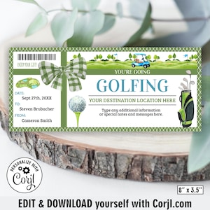 Boleto de golf / Certificado de regalo / Vale de golf / Cupón de golf / Tarjeta de regalo de golf / Cualquier ocasión / Día del padre / Feliz cumpleaños GC6 248