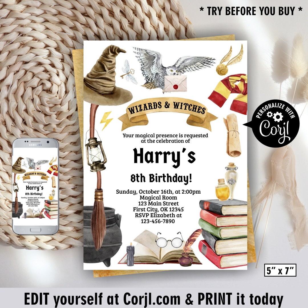 Free Harry Potter Party Invitation Printable Editable Canva