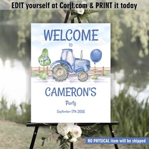 Blue Tractor Birthday Invitation Boy / Farm Birthday Invite / Barnyard ...
