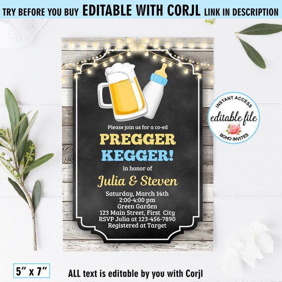 pregger kegger invitations
