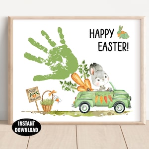 Bunny Carrot Car Handprint / Spring Handprint Craft / Wall Art / Activity Baby / Toddlers / Daycare / preschool gift EC7 235