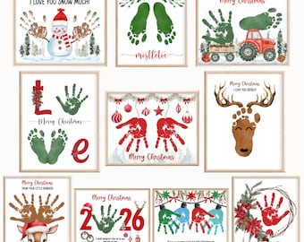 Paquete de arte con huellas de manos navideñas 2025 / Manualidades navideñas con huellas de manos / Temporada de invierno / Regreso a clases / Guardería preescolar para niños pequeños B1 239