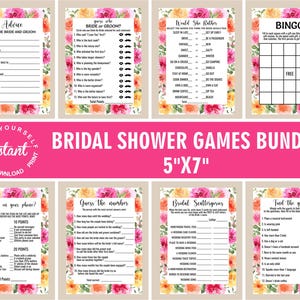 Love in bloom invite / bridal shower invitation / orange flowers / hot pink floral / vibrant blush fuchsia magenta yellow summer BRFL7 171 image 4