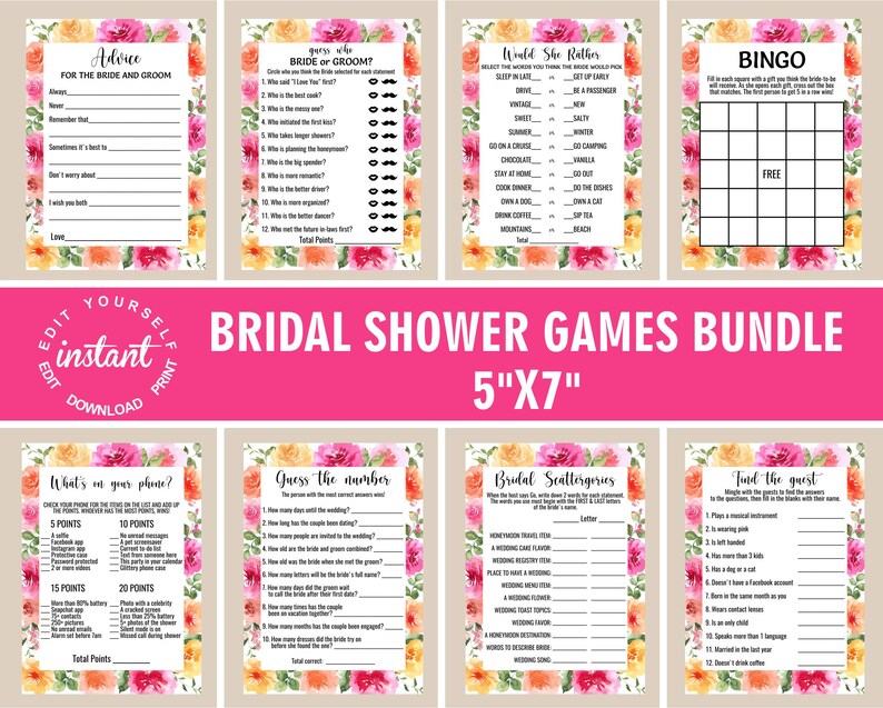 Love in bloom invite / bridal shower invitation / orange flowers / hot pink floral / vibrant blush fuchsia magenta yellow summer BRFL7 171 image 4