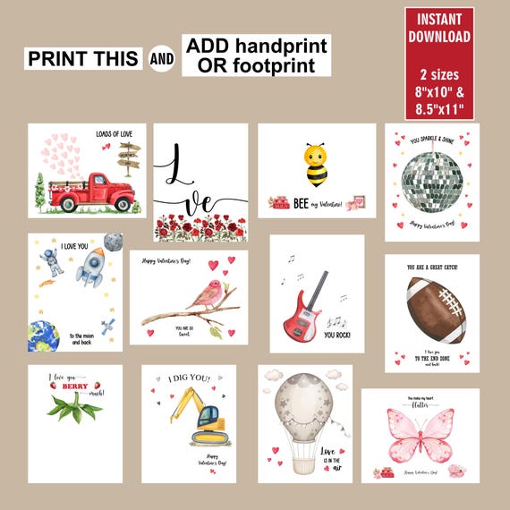 Bundle Valentine's Day / Handprint Craft / Wall Art / Valentine Handprint / Back To School / Preschool Daycare Kids Toddler Activity VB3 244