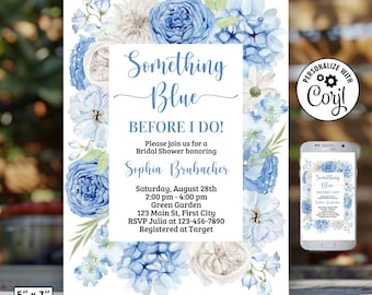 Something Blue Before I Do Bridal Shower Invitation / Blue Floral Bridal Shower Invite / Vintage Dusty Blue Bridal Shower BRFL10 171