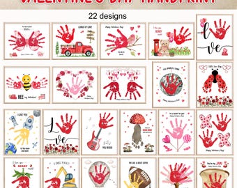 Bundle Valentine's Day / Handprint Craft / Wall Art / Valentine Handprint / Back To School / Preschool Daycare Kids Toddler Activity VB3 244