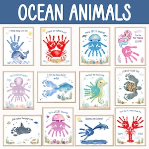 海の生き物の手形と足形セット　海の週の工作　幼稚園・保育園向け　夏　サメ　タコ　カニ　魚　イルカ　カメ　SB1 260