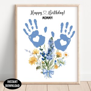 Happy Birthday Mami / Wildblume / Blumenstrauß / Handabdruck Wand Kunst / Geburtstagsgeschenk / Andenken vom Kind an Eltern M1 243
