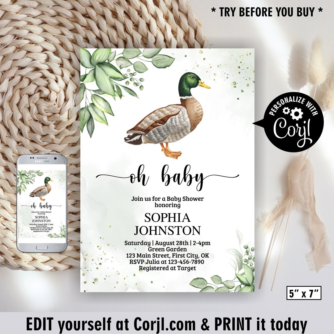 Duck / Duckling / Baby Shower / Invitation / Farm Animals / Cute