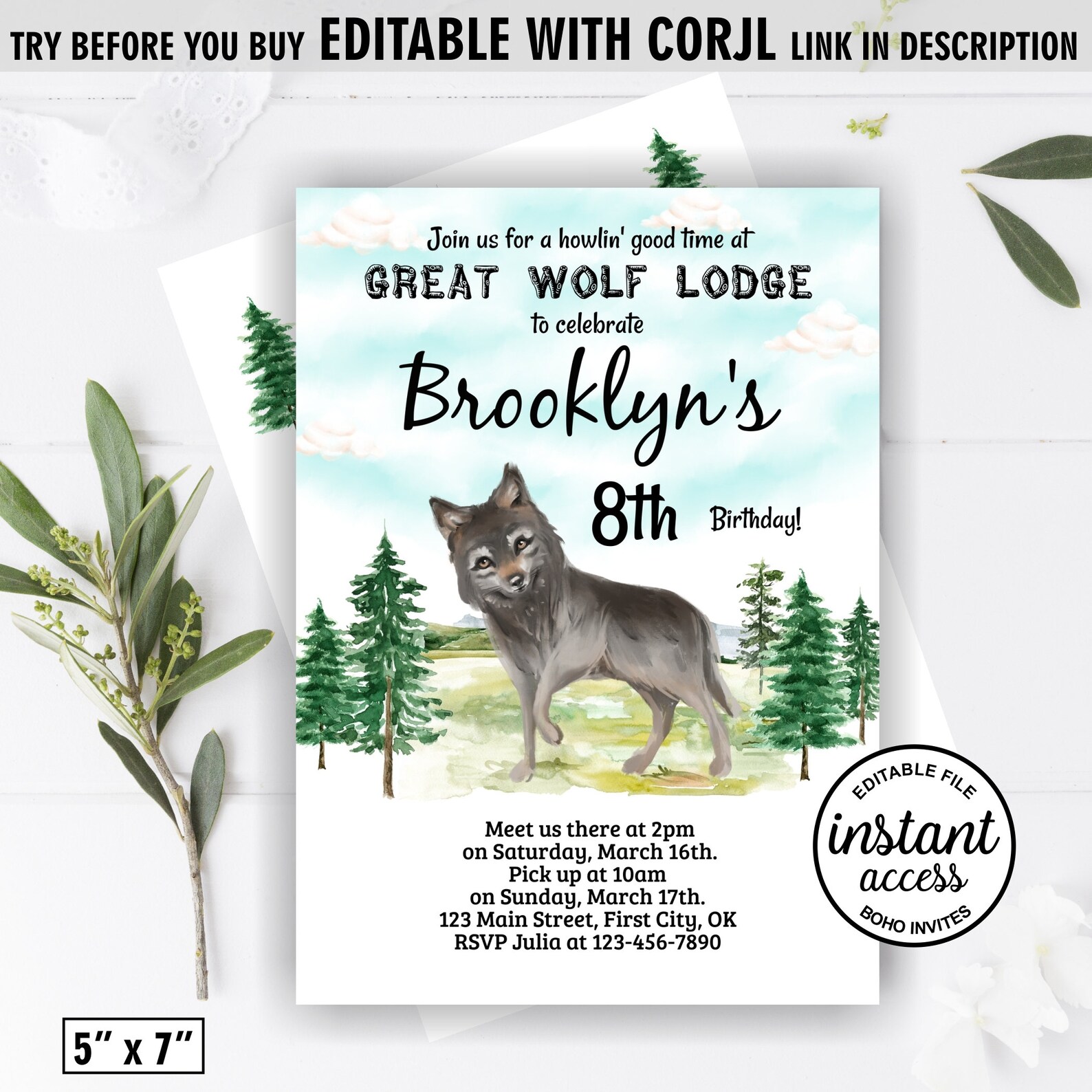 Wolf / Instant Access / Birthday / Great Wolf Lodge / | Etsy