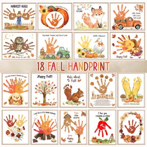 Fall Handprint Art Bundle / Fall Handprint Craft / Autumn Season / Back To School / Preschool Daycare Kids Toddler Activity 240