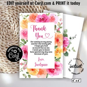 Love in bloom invite / bridal shower invitation / orange flowers / hot pink floral / vibrant blush fuchsia magenta yellow summer BRFL7 171 image 3