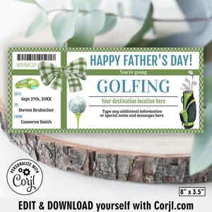 Certificado de regalo para el Día del Padre de Golf / Vale de Golf / Cupón de Golf / Tarjeta de Regalo de Golf / Boleto de Feliz Cumpleaños GC10 248