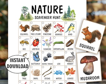 Nature Scavenger Hunt / Camping Games for Children / Adventure / Outdoor Treasure Hunt for Kids / Preschool Activity / Nature Game SC1