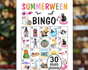 Gry bingo Summerween / Gry halloweenowe dla dzieci / Poszukiwanie skarbów w basenie dla dzieci / Aktywności plażowe dla przedszkolaków / Letnia gra SMW1 251