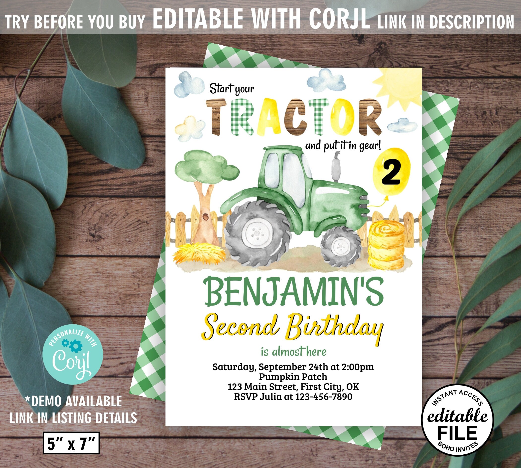 Paper Invitations & Announcements Invitations Farmer Tractor Birthday