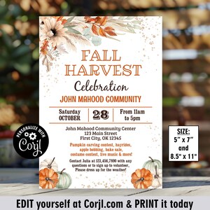 Volantino della comunità di Fall Harvest / zucche / barbecue / invito alla festa / celebrazione della festa autunnale Chiesa Azienda invito di compleanno ufficio BDF30 232