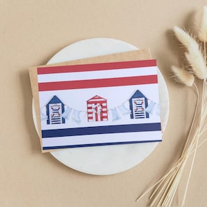 coastal themed cards, beach hut cards