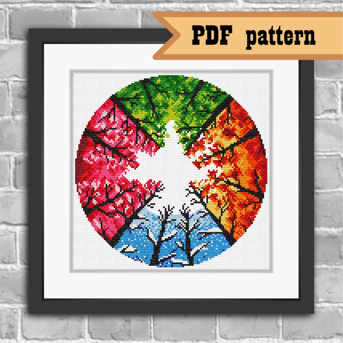 Four Seasons pdf pattern digital download Cross Stitch | Etsy