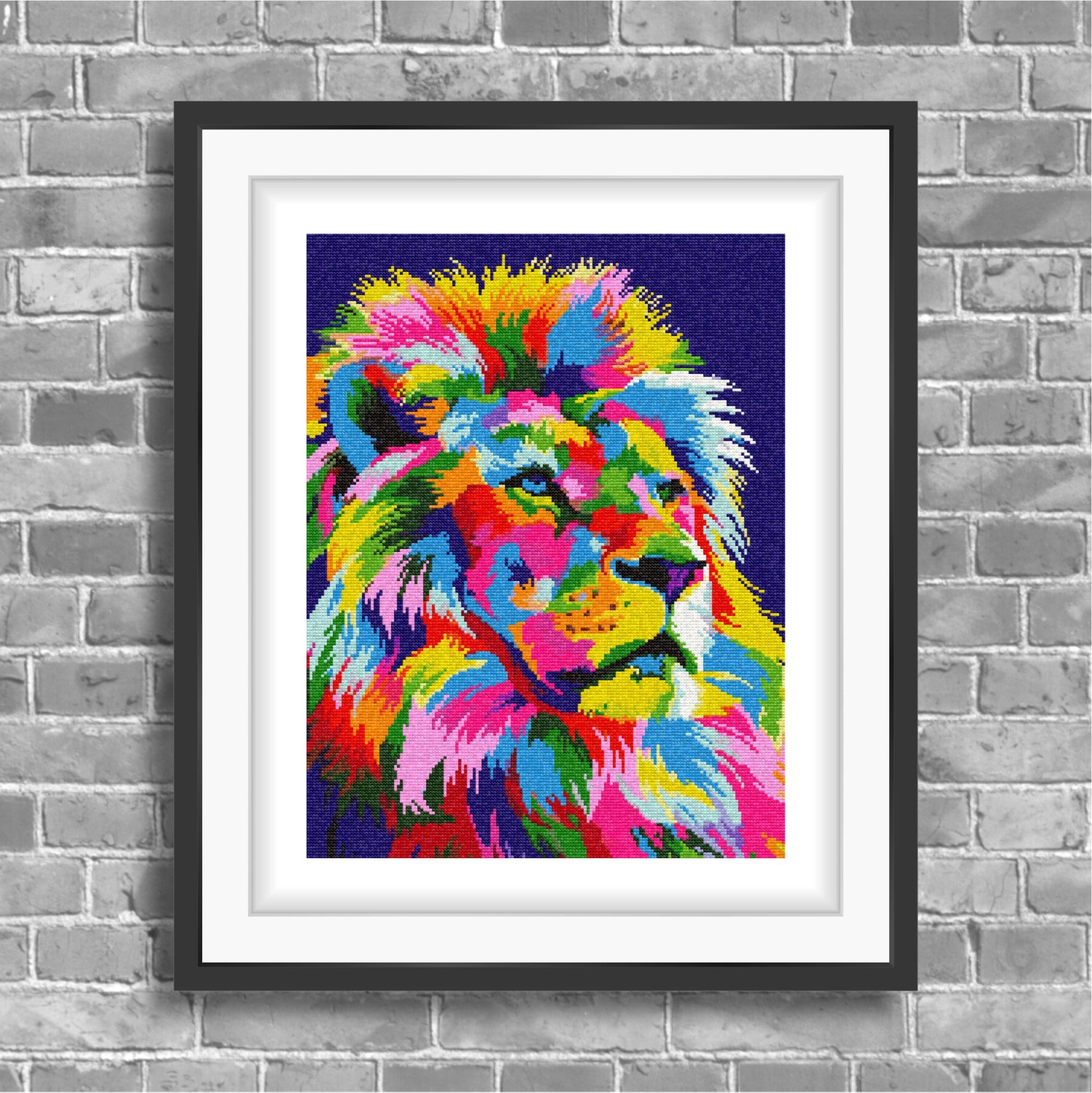 Rainbow Lion Cross Stitch Kit hand embroidery Etsy