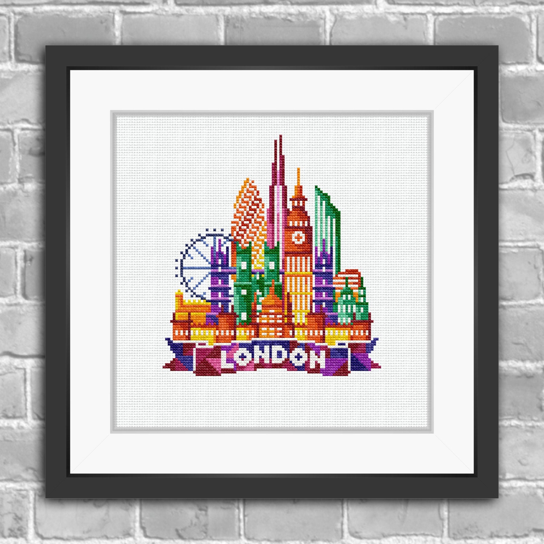 London Cross Stitch Kit hand embroidery Landscape and Towns Etsy