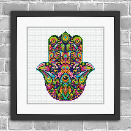 Mandala Cross Stitch Pattern PDF Hamsa Hand Cross Stitch | Etsy