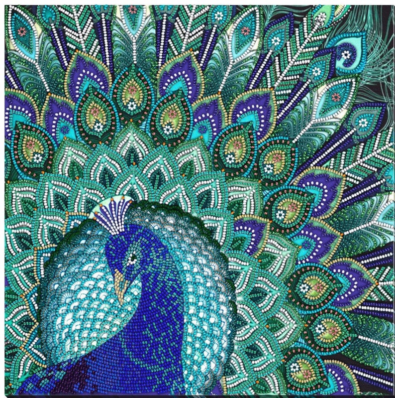 Glorious Peacock Beading Kit hand embroidery Fantasy and Etsy