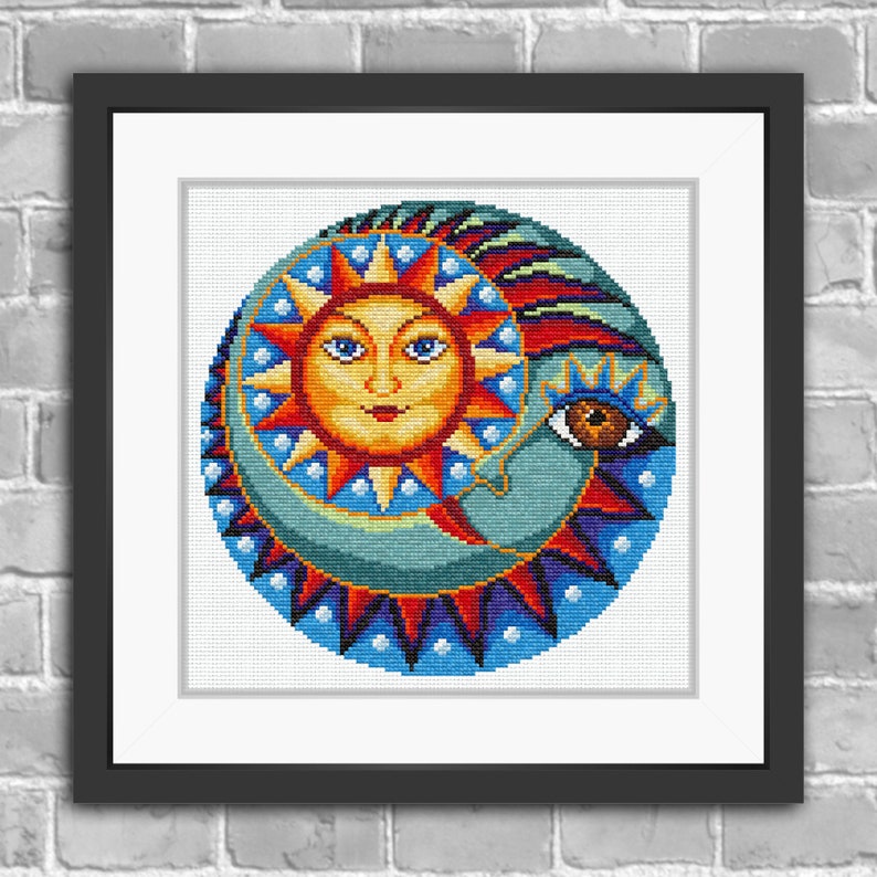 hand embroidery Sun and Moon Cross Stitch Kit