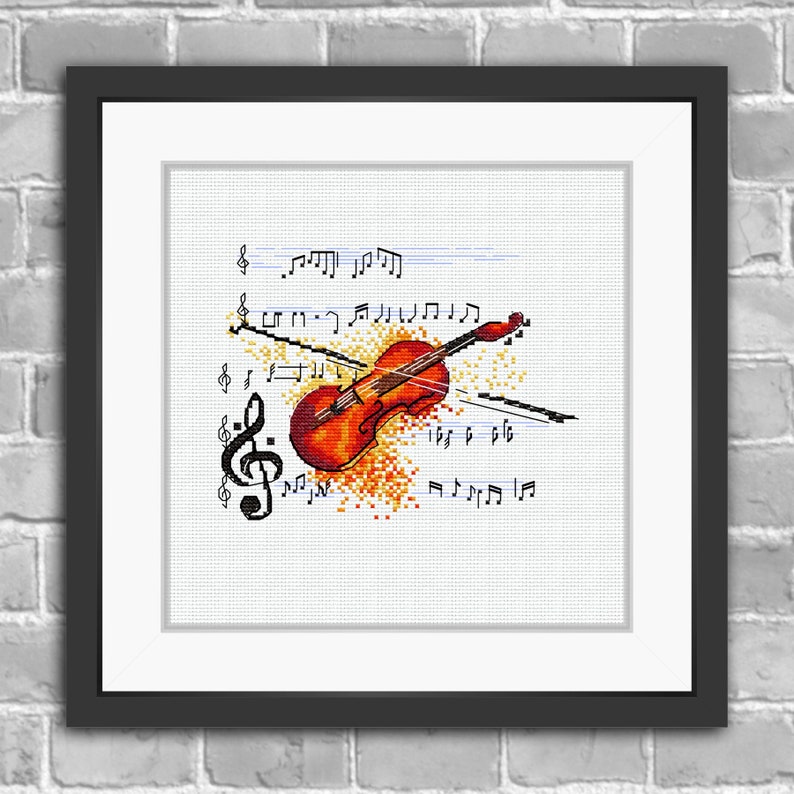 THE VIOLIN Cross Stitch Kit hand embroidery Etsy