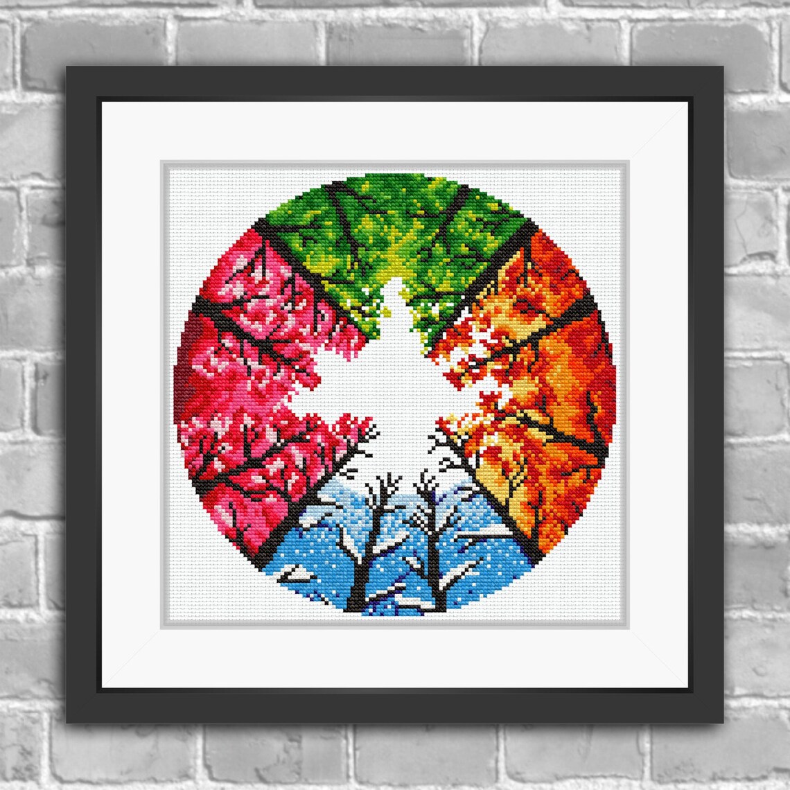 Four Seasons Cross Stitch Kit hand embroidery SummerSeasons Etsy