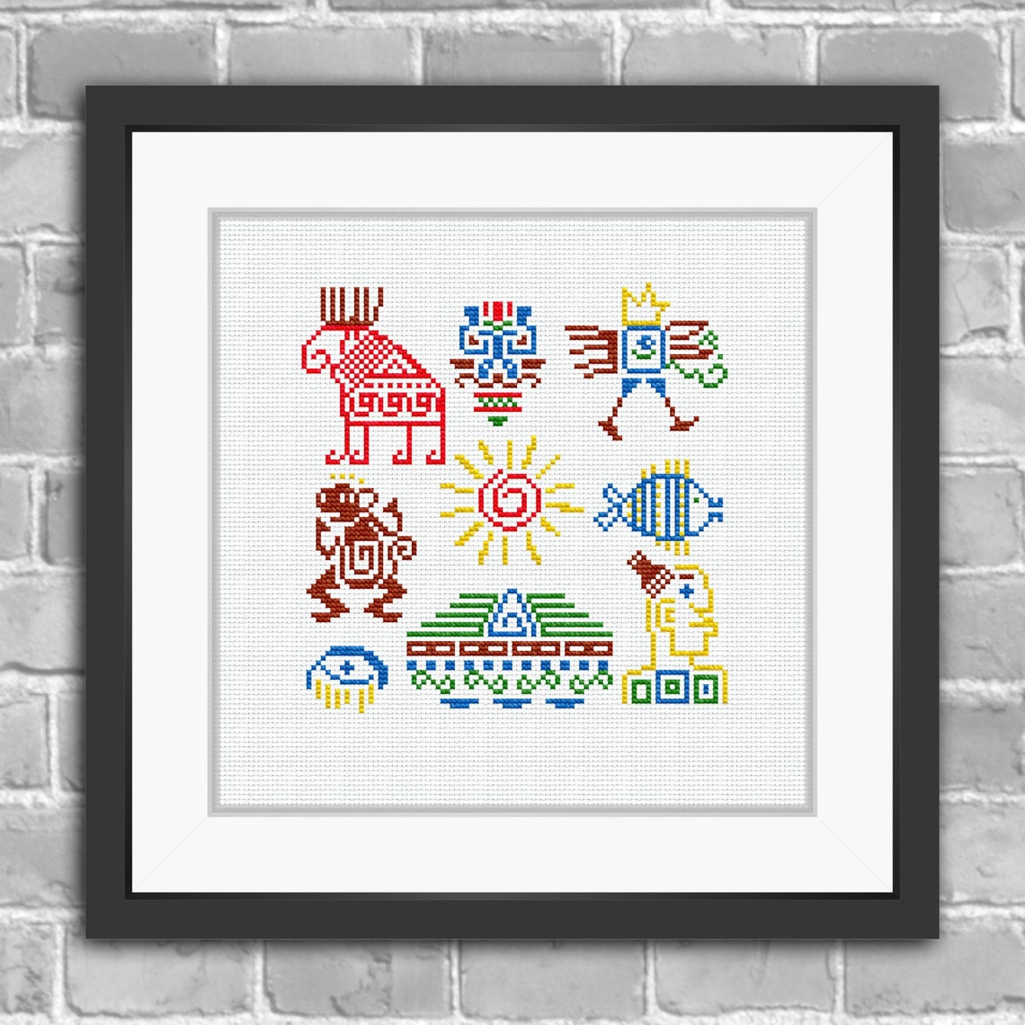 Mayan Signs Cross Stitch Kit Hand Embroidery Etsy