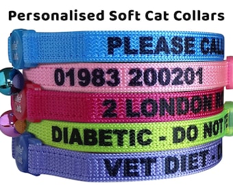 Personalised Cat Collar - Soft & Safe! A return ticket for lost kitties from Kitty Collars!