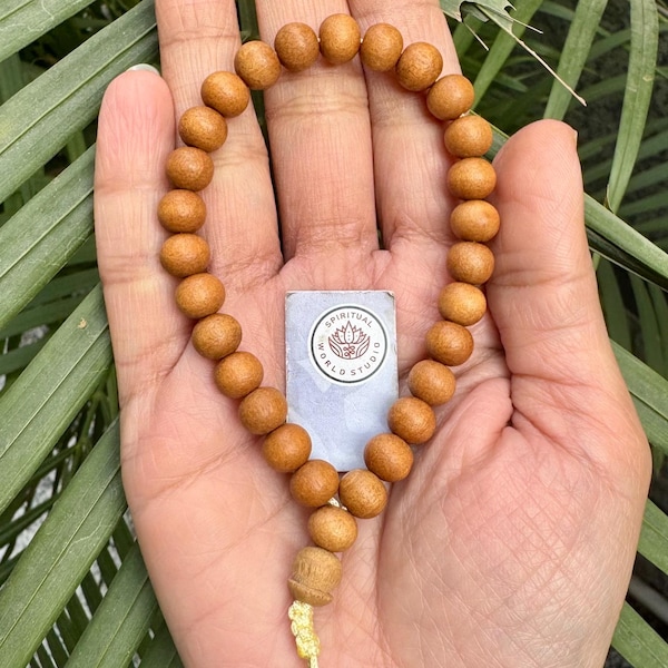 Fragrant Sandalwood Japa Bracelet 8mm • Meditation Wrist Mala • Spiritual Yoga Bracelet • Calming Wood Beads • Christmas Gift