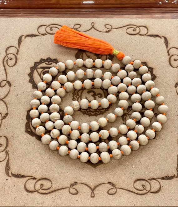 Natural Tulsi Mala Tulsi Japa Mala Knotted 108 Prayer Beads Indian
