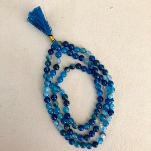 Carnelian blue stone 6mm Blue lace mala necklace / Handmade Good luck healing mala necklace / 108 beads  blue stone necklace