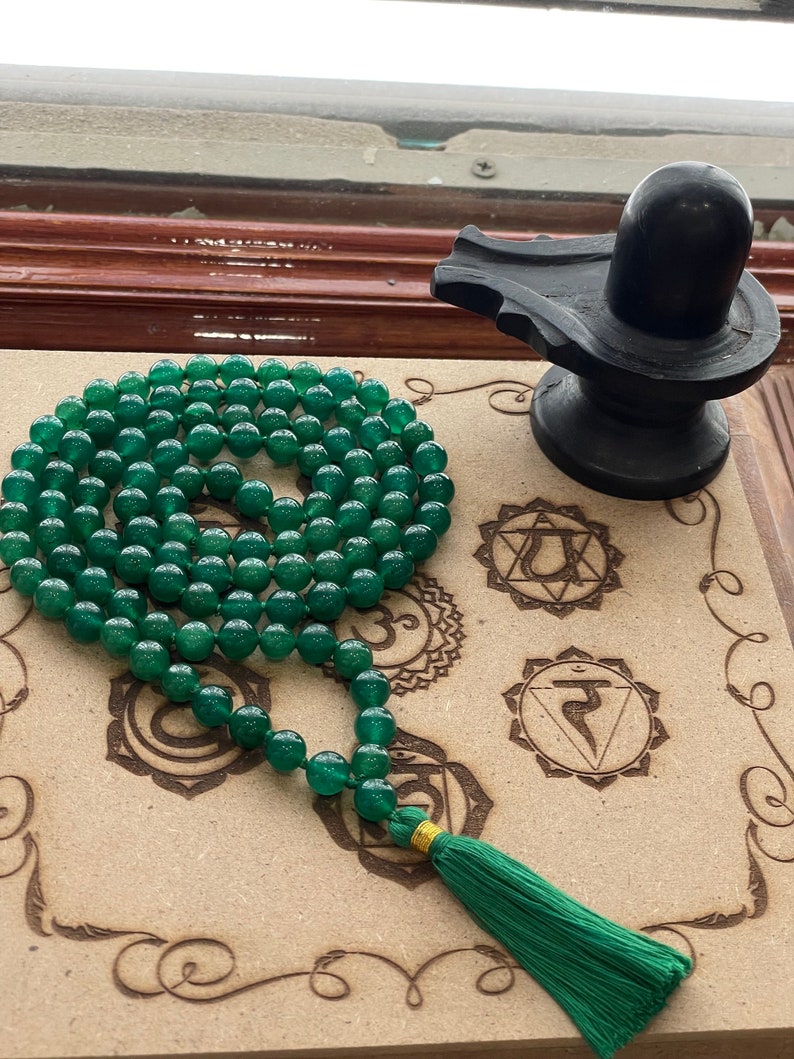 108 Green Jade 8mm Mala beads Necklace, Natural Green Jade Prayer beads Energised Yoga Karma Nirvana Meditation mala 8mm Prayer beads image 3