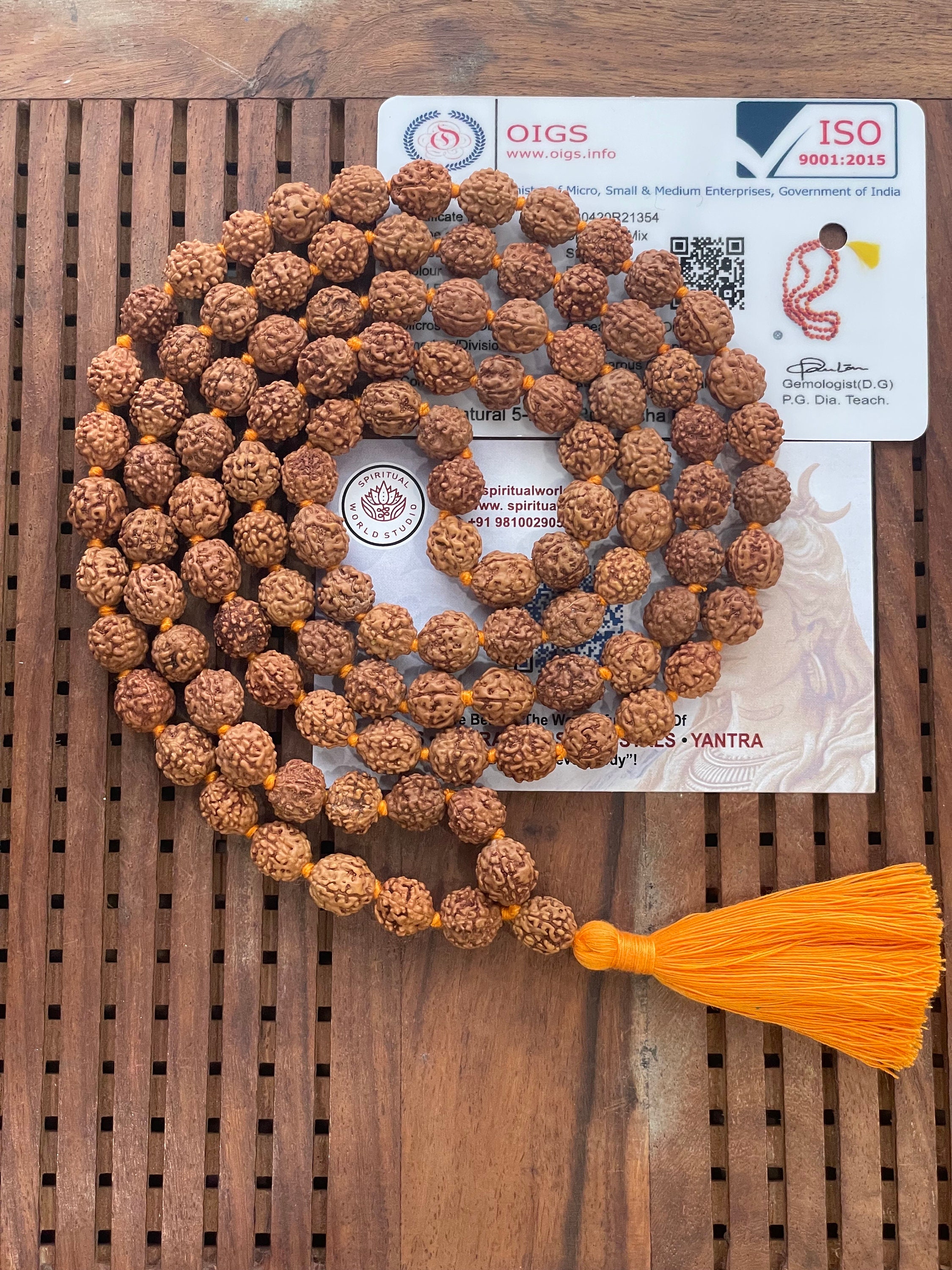 LAB Certified 1081 Bead Rudraksha Mala 5 Mukhi Face Lord Shivas