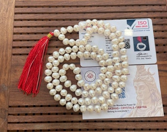 Certified Natural South Sea Pearl Mala: 108 Rosary Beads